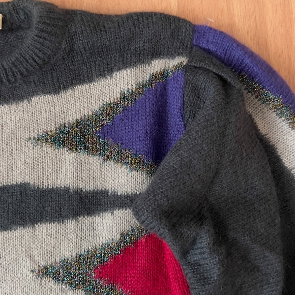 Vintage Escada superkid mohair blend sweater size 38 crewneck blue puff sleeve - Picture 4 of 7